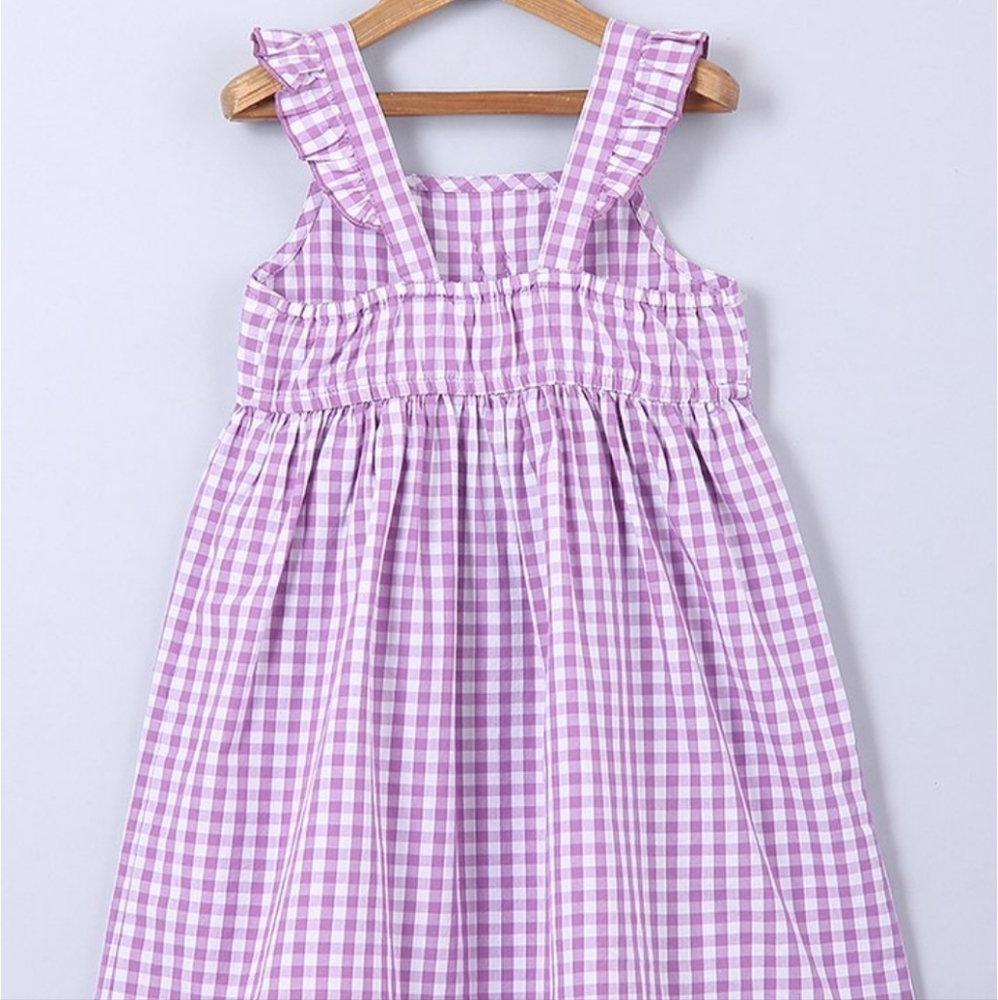 Purple Gingham Tie-Knot A-Line Dress - Picture 2 of 4